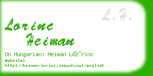 lorinc heiman business card